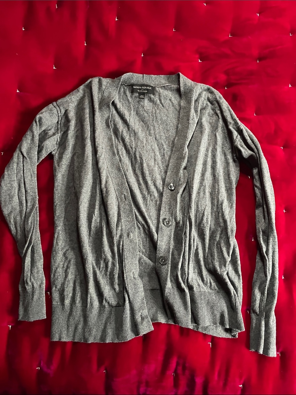Banana Republic Gray Lightweight Button-Front Women's Cardigan